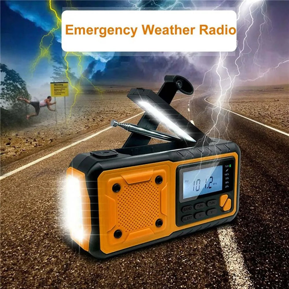 4000mAh Portable Emergency Solar Power Radio Hand Crank Charging AM/FM Weather Radio Led Reading Flashlight Bank Phone Charger