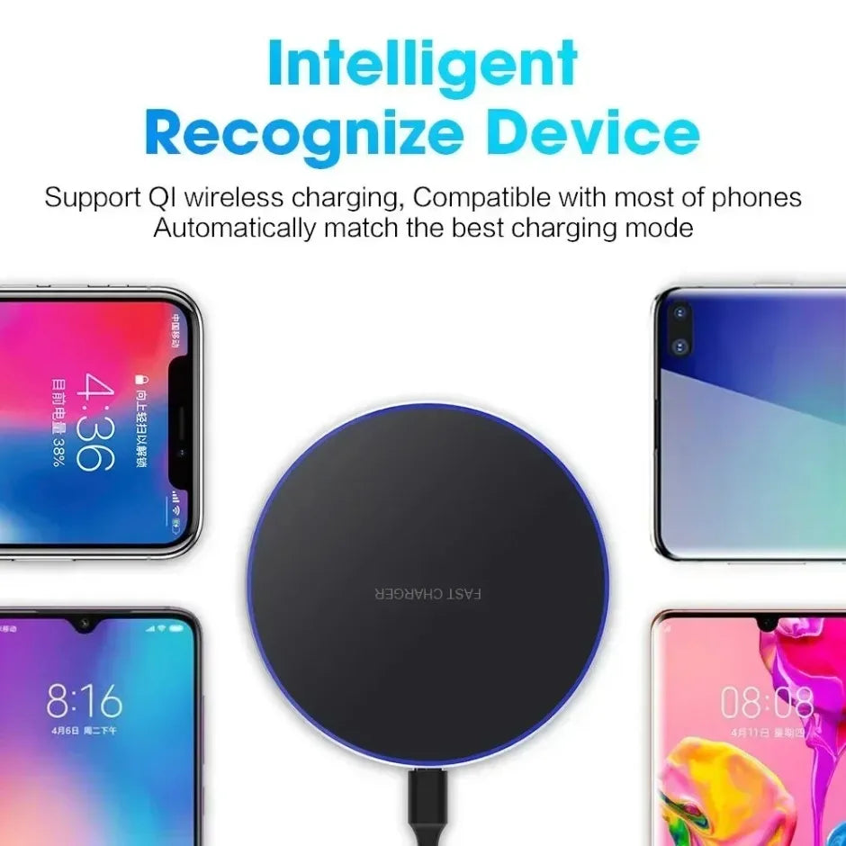 2-in-1 Wireless Charging Pad – Fast Induction Charger Dock for iPhone 12–16 Pro Max, Samsung, Xiaomi, Huawei