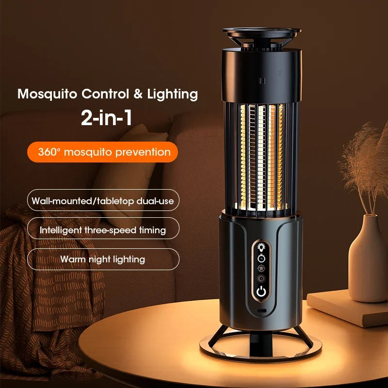 ZapGlow 2-in-1 Mosquito Killer Lamp – USB Rechargeable Insect Trap & Camping Lantern with Timing & Swatter Mode