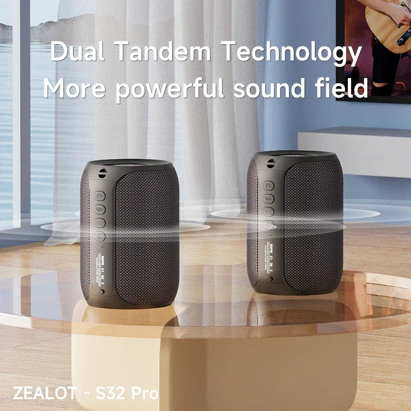 Zealot S32 pro Bluetooth Wireless Outdoor Portable Subwoofer Speaker Waterproof IPX6 Dual Pairing 3600mAh Wireless Speaker