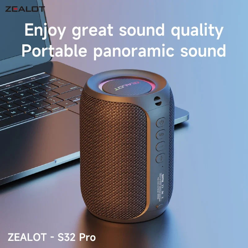 Zealot S32 pro Bluetooth Wireless Outdoor Portable Subwoofer Speaker Waterproof IPX6 Dual Pairing 3600mAh Wireless Speaker