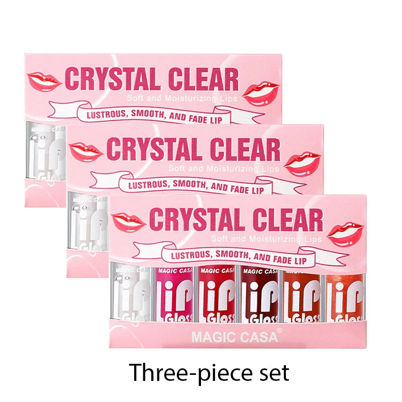 6 pcs Fine Sparkling Lip gloss set - Easy to color, non-stick，non-fading, moisturizing & shiny lip gloss set, a gift for ladies