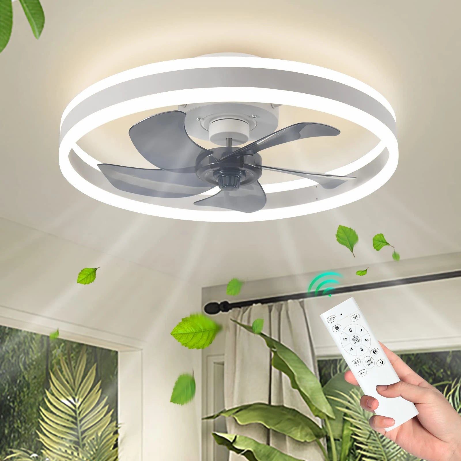Fanstira™ Ceiling Fan with LED Light & Remote – Modern Decorative Cooling Fan for Bedroom or Home