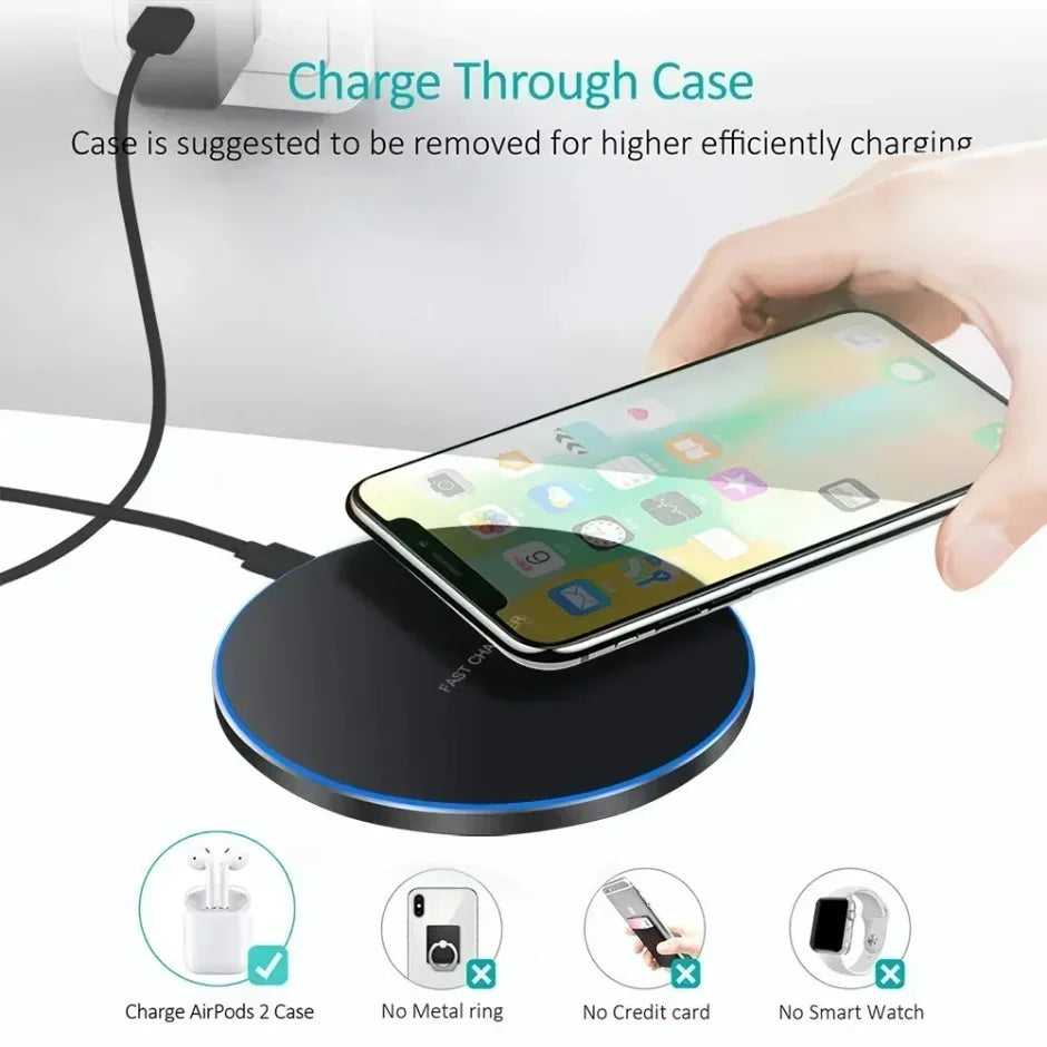 2-in-1 Wireless Charging Pad – Fast Induction Charger Dock for iPhone 12–16 Pro Max, Samsung, Xiaomi, Huawei