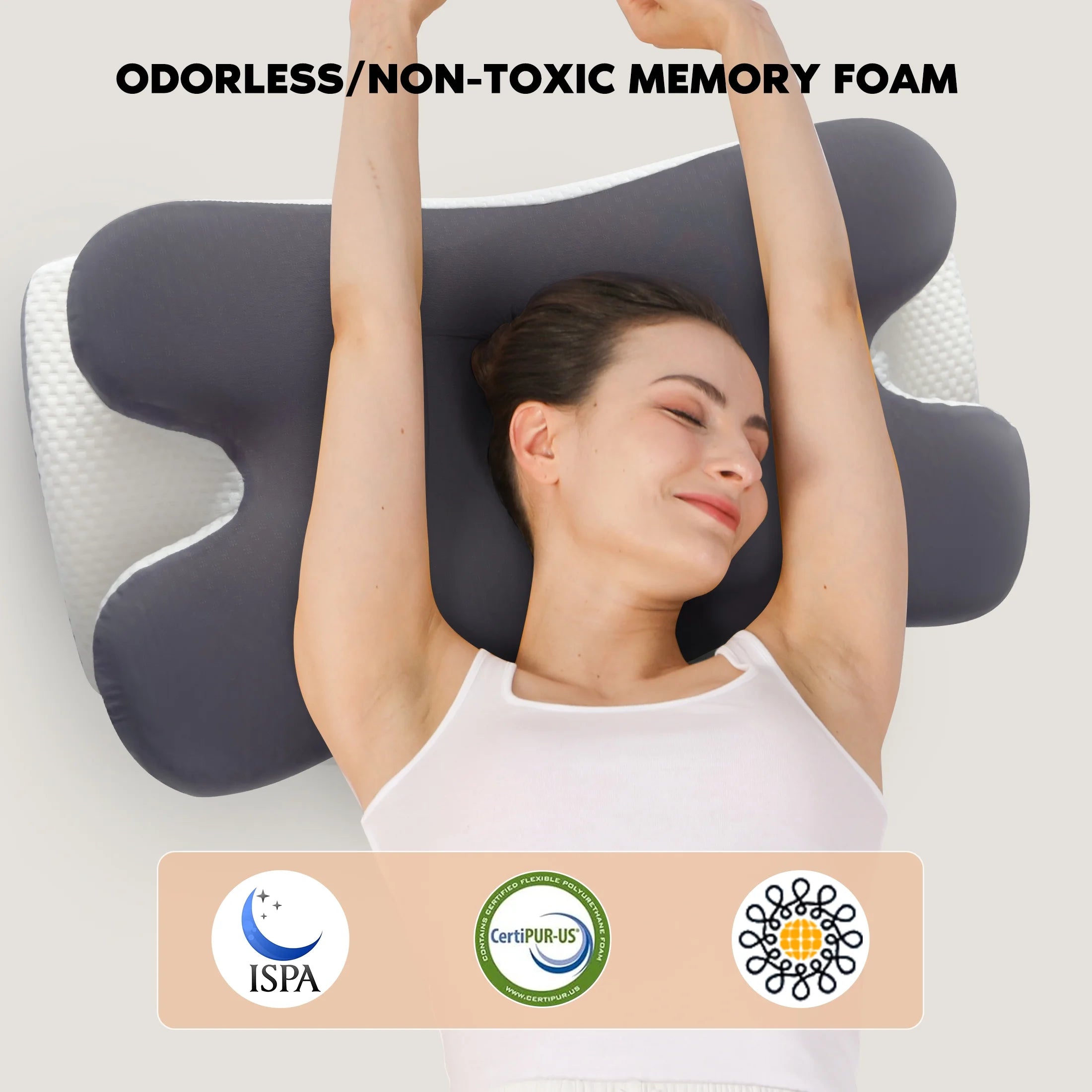 Ergonomic Memory Foam Cervical Neck Support Pillow for Side, Back, and Stomach Sleepers