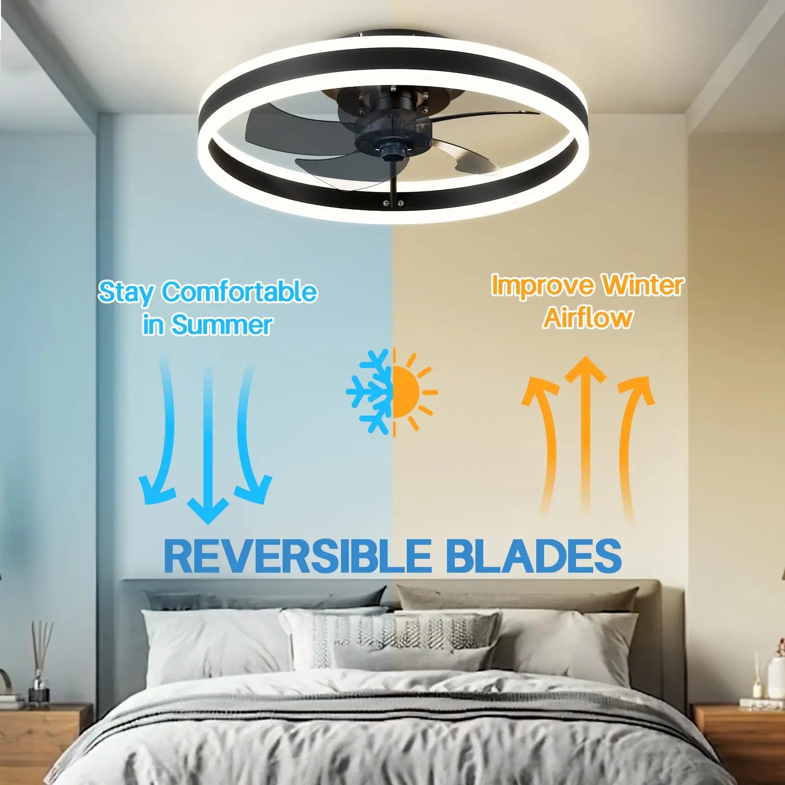 Fanstira™ Ceiling Fan with LED Light & Remote – Modern Decorative Cooling Fan for Bedroom or Home