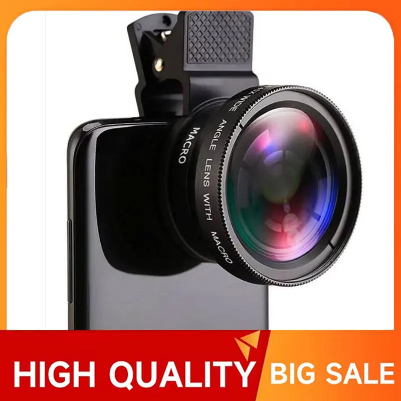 37mm Mobile Phone Lens Professional 0.45X 49uv Super Wide-Angle + Macro HD Lens For iPhone Android 2 IN 1 Lens Universal Clip
