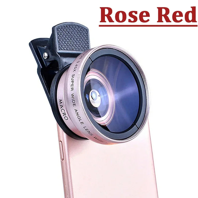 37mm Mobile Phone Lens Professional 0.45X 49uv Super Wide-Angle + Macro HD Lens For iPhone Android 2 IN 1 Lens Universal Clip