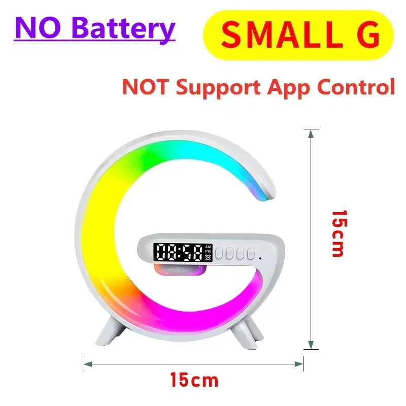 Multifunction Wireless Charger Stand Bluetooth Audio RGB Night Light 15W Fast Charging Station for iPhone Samsung Xiaomi Huawei