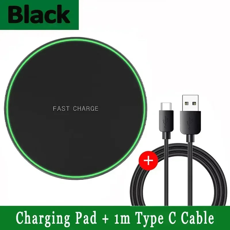 2-in-1 Wireless Charging Pad – Fast Induction Charger Dock for iPhone 12–16 Pro Max, Samsung, Xiaomi, Huawei