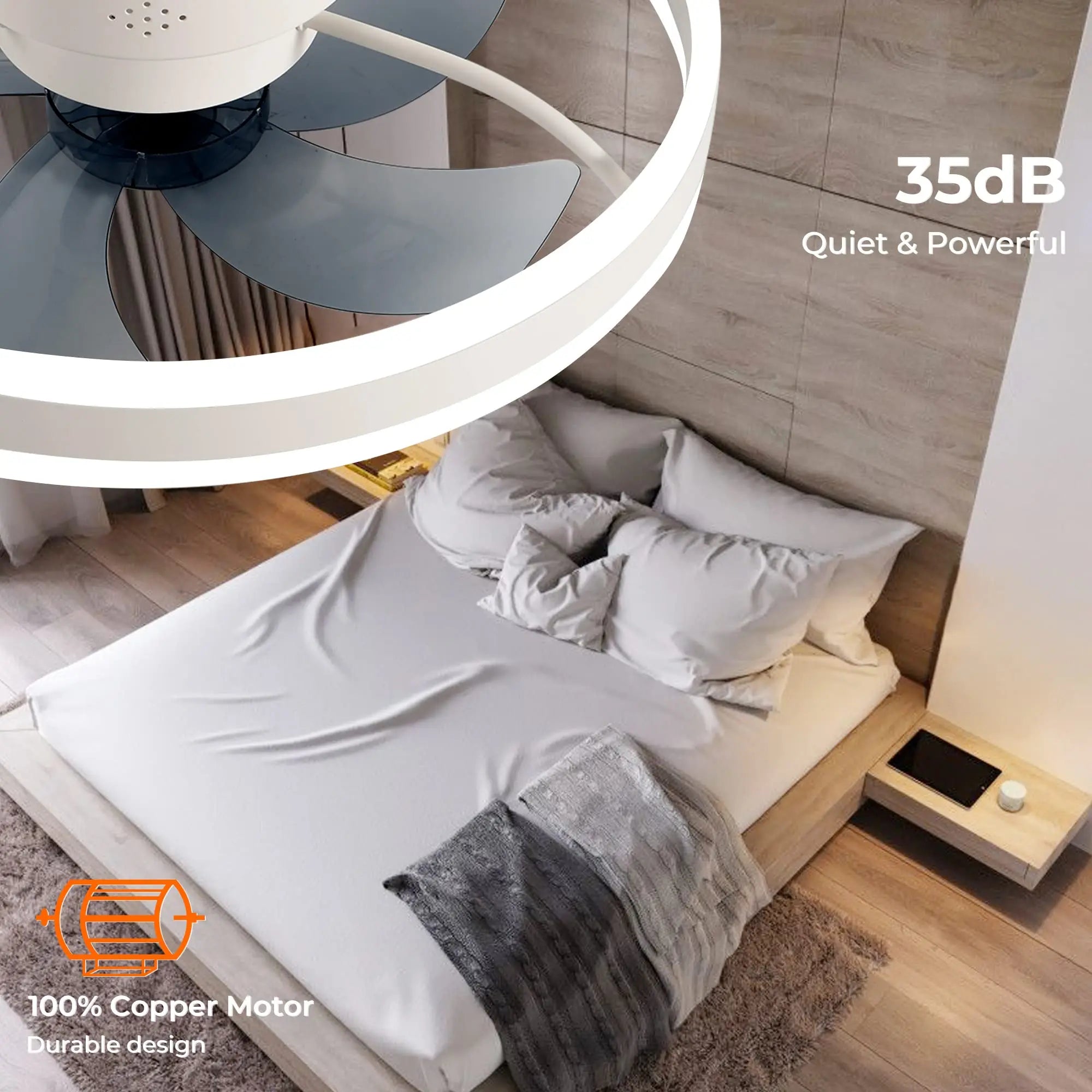 Fanstira™ Ceiling Fan with LED Light & Remote – Modern Decorative Cooling Fan for Bedroom or Home