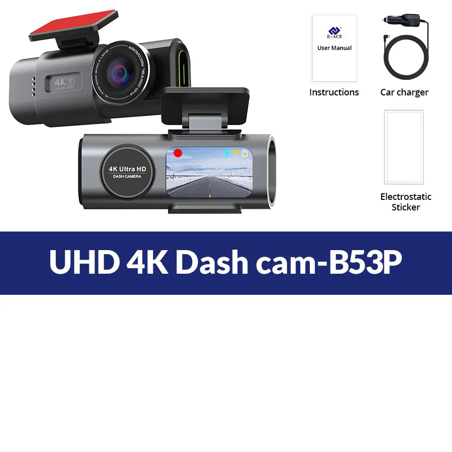 4K Ultra HD Dash Cam – Night Vision Car Camera with Wi-Fi, GPS & 24H Parking Monitor