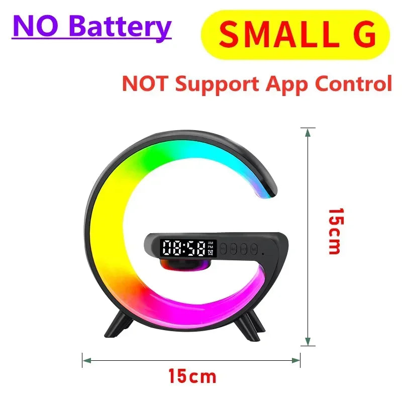 Multifunction Wireless Charger Stand Bluetooth Audio RGB Night Light 15W Fast Charging Station for iPhone Samsung Xiaomi Huawei