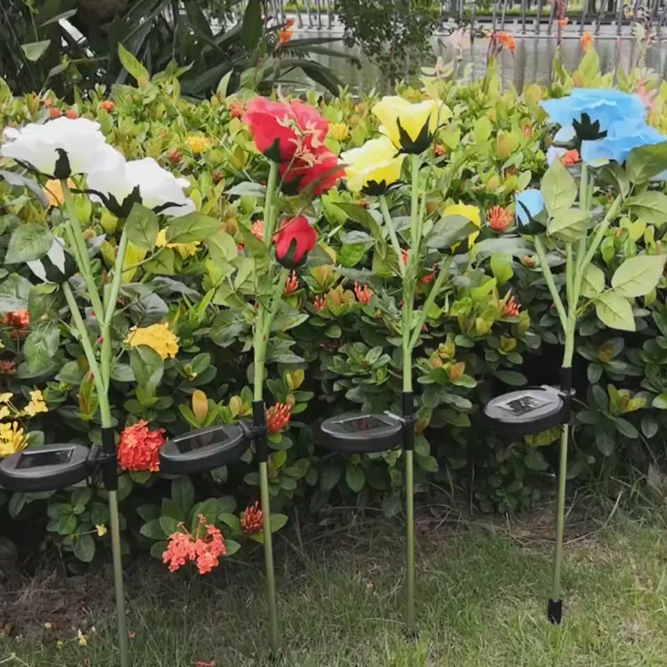 Resin Craft Lotus Tulips Flower LED Solar Light Wa